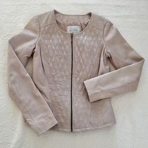 Hinge Quilted Leather Jacket in Cream